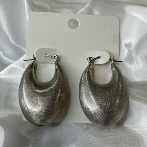 6/$30 — Elegant Brushed Silver Hoop Earrings